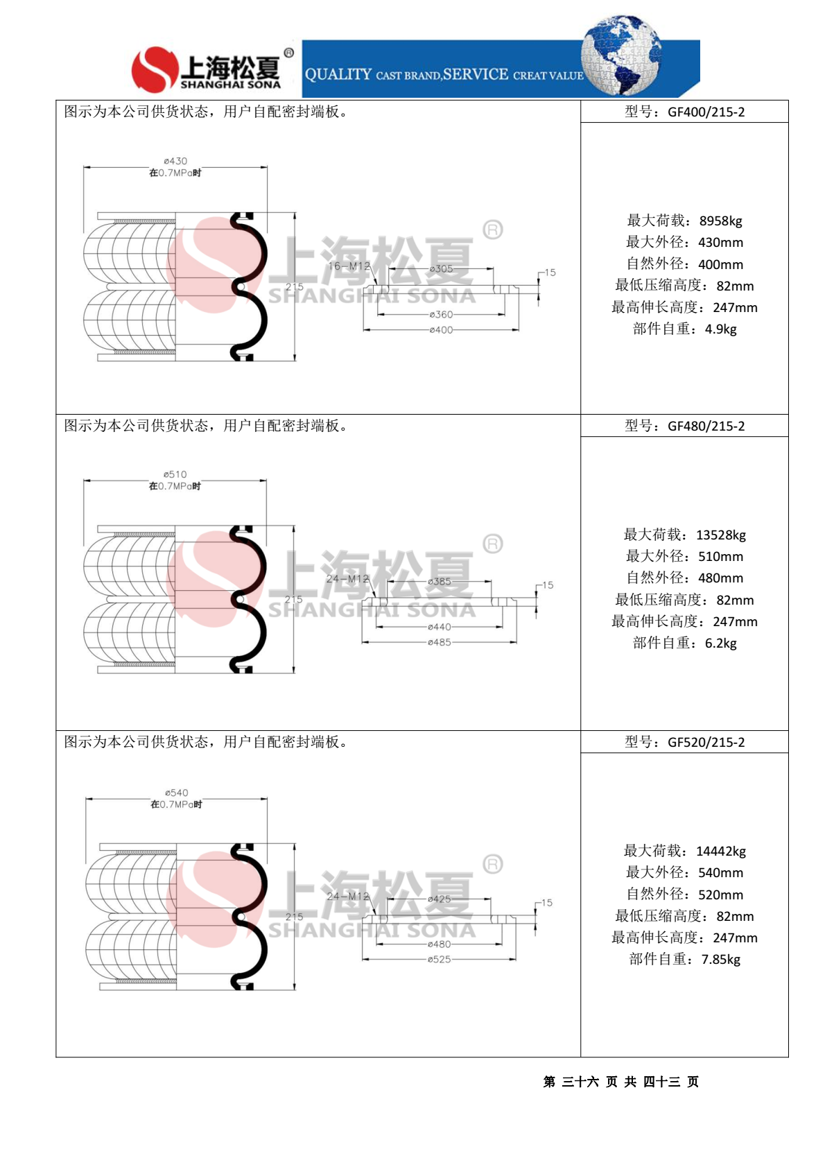 固定式橡膠氣囊產(chǎn)品圖紙